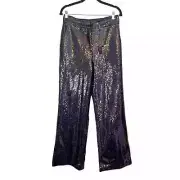 Elie Tahari Women's Black Eclipse Glam Sequins Wide Leg Trouser Pants Size 6 NWT