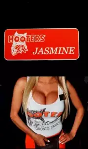 Hooters Uniform Jasmine Name Tag Pin Back Dress Up Role Play Costume Accessory