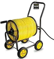 Real Hose Storage Garden Hose Reel Cart, 4 Wheel Holds Up to 250 ft of 5/8’’ Hose, Garden Water Hose Carts with 4 Wheels, Metal Water Hose Reel Cart for Outside Backyard, Garden, or Lawn