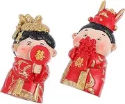 JECOMPRIS 2Pcs Traditional Wedding Couple Doll Refrigerator Magnets Retro Home Decoration for Wedding Day Cute Fridge Decor Present for Housewarming and Celebrations
