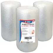 3 Pack Bubble Cushioning Wrap Rolls, Air Bubble, 12 Inch x 72 Feet Total