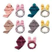 2-pcs/set Hair Drying Towel with Headband Quick-absorbent Face Washing Hair Band