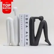 Decorative Thinker Bookends Heavy Nonskid Book Holder White Black Home Office