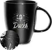 Rico Industries NHL Hockey Anaheim Ducks Sunburst Black 18oz Laser Engraved Ceramic Lustre Mug