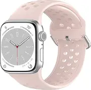 Pailebi Bands Compatible with Apple Watch Band 38mm 40mm 41mm 42mm 44mm 45mm 49mm for Women Men, Soft Silicone Sport Replacement Strap Wristbands for iWatch Series Ultra 8/7/6/5/4/3/2/1/ SE (38MM/40MM/41MM, Pink)