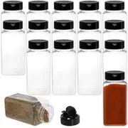 16 Pack 17oz Clear Plastic Spice Jars with Shaker Lids Seasoning Containers