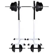 Barbell Squat Rack with Barbell and Dumbbell Set 60.5 kg vidaXL