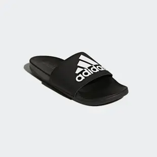 adidas 男 運動 休閒 軟底 涼拖鞋 大logo 黑白- CG3425