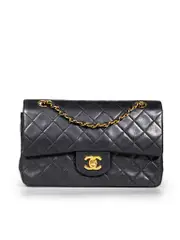 1989-1991 Black Lambskin Double Flap Shoulder Bag