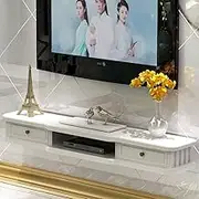 Floating Shelf Wall Shelf Floating Cabinet Wall Background Storage Shelf Stand with Open Shelf and Drawer DVD SatelliteBox Cable Box Game Console Media Entertainment Console (White W140 × D2