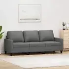 3-Seater Sofa Dark Grey Fabric