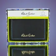 Robert Graham Wallet Black Trifold Dakota Leather Wallet Floral Lining Golf