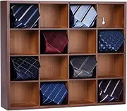 Tie Organizer Wall Mounted Tie Rack,Tie Box for Men,Tie Storage Box Organizer with 16 Compartments，Tie Display Racks for Bedroom, Changing Room, Men Wardrobe