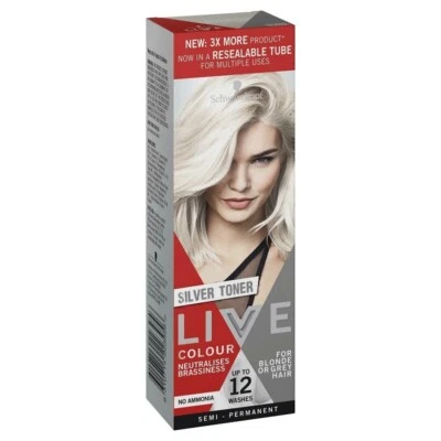 * Schwarzkopf Live Colour Silver Toner 75mL Hair Dye Colouring