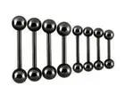 Black Barbell Piercing Bar Tongue Nipple Ear PVD Plated Surgical Steel