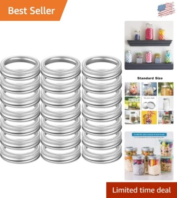 Set of 84 Dishwasher Safe Canning Rings for Regular Mouth Jars - Silver Tinplate