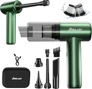 Cordless Car Vacuum, 15000PA High Power Suction Brushless Motor Hand held Vacuum, Rechargeable Dust Busters, 4 in 1 Air Duster and Vacuum for Car, Pet Hair, Office, and Keyboards(Green)