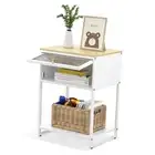 Nightstand, End Table with Cute Storage for Bedroom Furniture,Bed Side White