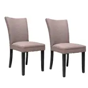 Linda Dining Chair with Light Brown Linen Fabric Upholstery and Black Sturdy MDF Legs