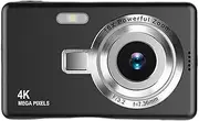 Digital Camera for Photography, 12MP 1080P 16X Zoom Auto Focus Point and Shoot Cameras with 2.4in TFT Screen, Compact Travel Camera for Beginner (Black)