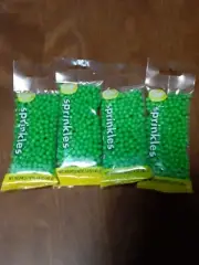 4 New Pkgs. of Wilton Edible Green Jumbo Nonpareils Sprinkles for Cakes/ Cupcake