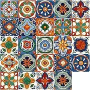 Tile Stickers, 24PCS Retro Decorative Peel and Stick Moroccan Self Adhesive Tile, Waterproof Oil-Proof Kitchen Backsplash Stickers for Bathroom (20 x 20cm, Type 1)