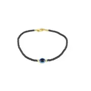 Black Beads With Blue Evil Eye Nazariya Anklet For Women and Girl Pack Of 1