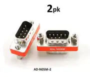2-PACK DB9 Mini NULL MODEM Male/Male Data Transfer Adapter/Gender Changer