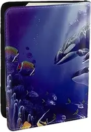 [EdWal] Killer Whale Print Passport Cover with Credit Card Holder Leather Passport Case, for Women Men Family ID Travel, Black, One Size