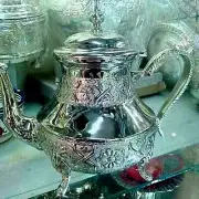 Moroccan Handcrafted Silver Teapot, Engraved Traditional Tea Kettle Big Size