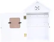 BCOATH 1PC Wooden Key Box Wall Mount Style House Shape Key Holder with Hooks for Entryway Kitchen Hallway for Tidy Home