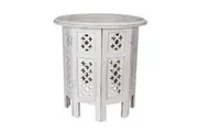 VI Round Solid Timber 8 Octagone Leg Side Table - White