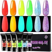 Glow In The Dark Nail Gel,UV Lamp Girls Fingernail Extension Luminous Top Gel - Smooth Texture Manicure Supplies, Glow The Dark Nail Polish for Traveling