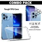 For iPhone 13 12 Pro Max Shockproof Silicone Crystal Clear TPU Case Cover+Screen