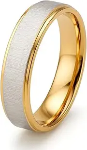 [Gemini] Custom Engrave Groom Bride Two Tone Yellow Gold Filled Anniversary Wedding Ring Valentine Day Gift
