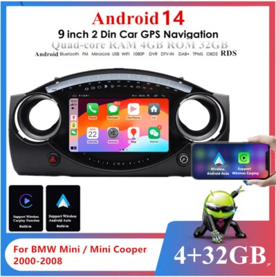 9'' 4+32GB Stereo Radio GPS Navi FM For BMW Mini / Mini Cooper 2000-2008 Carplay