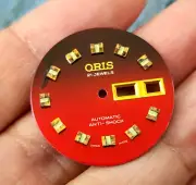 Rare Nos Dial Vintage oris 21J automatic swiss watch 30mm Red dial.