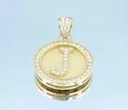 14K Yellow Gold Plated 2.Ct Round Lab Created Diamond Initial J Letter Pendant