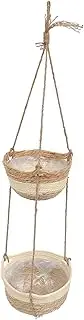 Toddmomy Woven Hanging Basket Wall-Mounted Over Door Planter for Indoor Plants Handmade Grass Woven Design Decorative and Hanging Flower Pot
