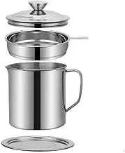 MTSDM 1.8L Oil Filter Pot, Stainless Steel Oil Storage Can Container with Fine Mesh Strainer Dust-Proof lid Non-Slip Plate, Large Capacity Multi-Functional Oil Filter Tank for Storing Frying Oil