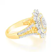 Luminesce Lab Grown 1 Carat Diamond Cushion Cluster Ring in 9ct Yellow Gold, K