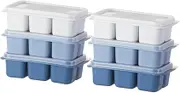 LALADEFIEE 6Pcs Ice Cube Mold with Lid Flexible Ice Making Tray for Kitchen for Food Pudding Jelly Candy Easy to Clean and Use