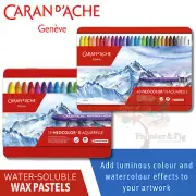 Caran d'Ache Neocolor II Aquarelle Wax Pencil Set, Lightfast, Water-Soluble