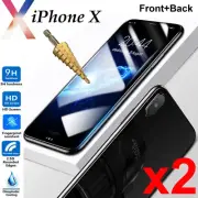 x2 Tempered Glass 9H Guard screen protector for Apple iPhone X front + Back