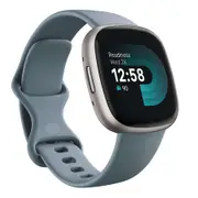 Fitbit Versa 4 Elevated Fitness Watch - Waterfall Blue/Platinum