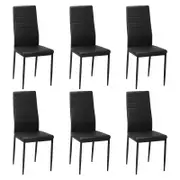 Oikiture 6PCS Dining Chairs High-Back Kitchen Chair Leather Black