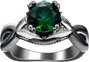 [VPbao] Women CZ Cubic Zirconia Ring 18K Stainless Steel Promise Rings Green