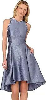 [Adrianna Papell] Women's Printed Jacquard High-Low Hem Party Dress
