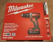 [Milwaukee] M18 Compact 1/2" Hammer Drill/Driver Kit (2607-22CT)