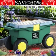 3-In-1 Garden Tool Storage Cart 55x26x29cm Rolling Gardening Stool Seat Tool Box